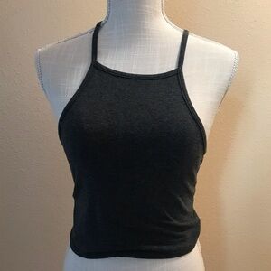 Dark grey crop top high neck stretchy staple pacsun top by LA hearts